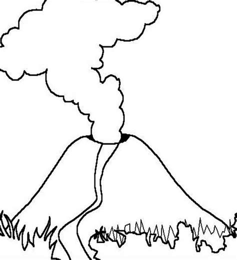 Volcano with Magma Eruption Coloring Page - NetArt