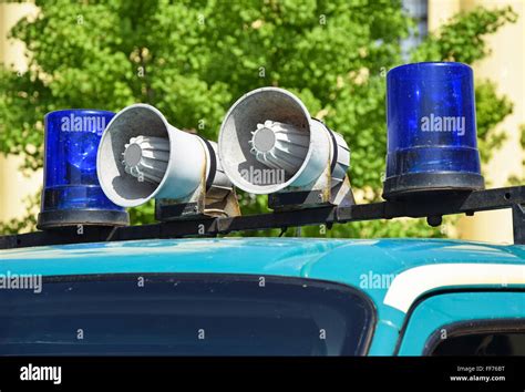 Siren and lights of the police car Stock Photo - Alamy