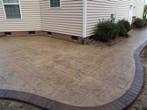 Stamped Concrete Patio With Brick Border - Patio Ideas