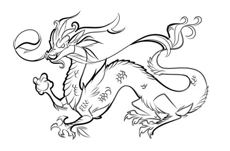 Drawing Chinese dragon Chinese New Year, Japanese Line Art, mammal, pencil, dragon png | PNGWing