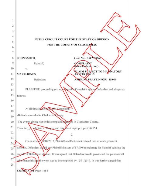 Oregon Lawsuit Forms