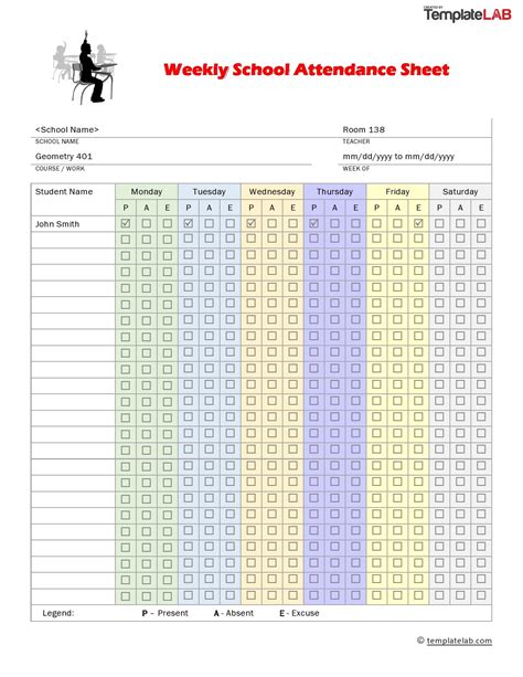 Printable Attendance Sheet