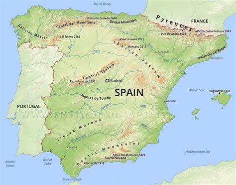 Spain Physical Map | Guadeloupe carte, Espagne, Cartes