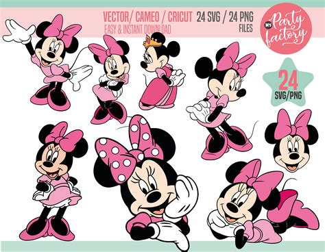 24 Pink Minnie Mouse SVG Cliparts 24 PNG Cliparts Bow Dot - Etsy Canada