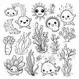 Plants Coloring Ocean Drawing Pages Clipart Underwater Sea Seaweed  sketch template