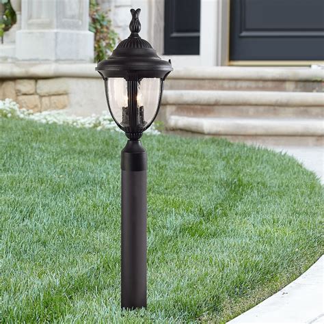 John Timberland Traditional Outdoor Post Light Fixture LED Black 35 1/2" Seeded Glass for ...