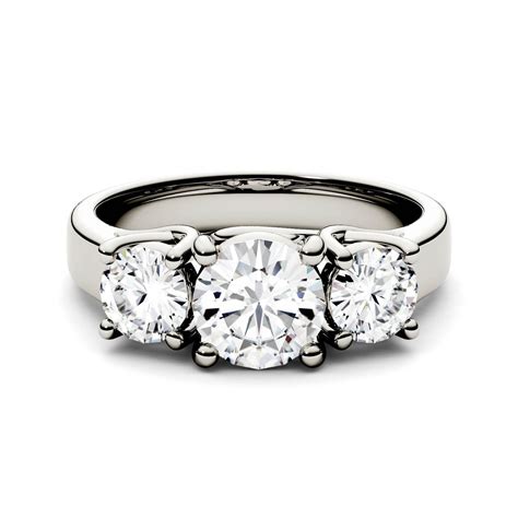 2 Carat TW Charles & Colvard Moissanite Three Stone Ring in White Gold ...