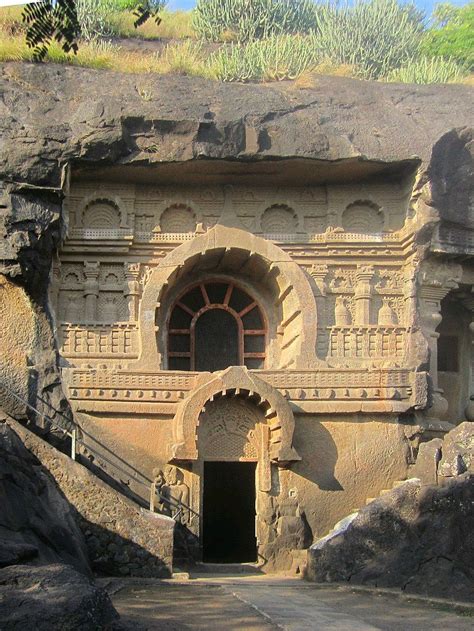 Chaitya facade at Pandavleni Caves. Indian Rock Cut Architecture ...