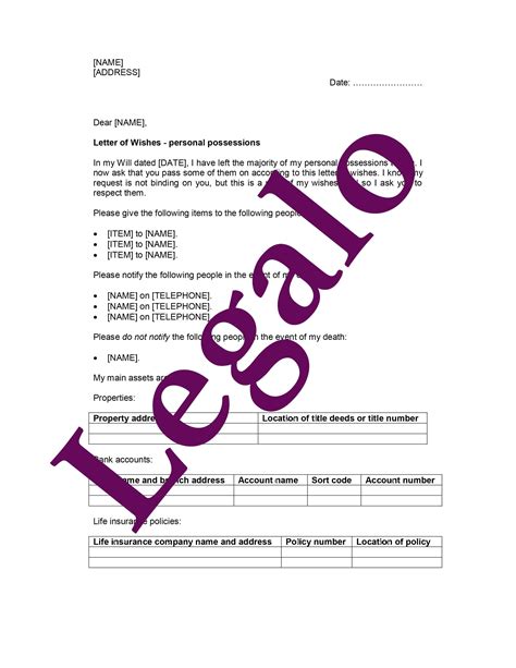 Letter Of Wishes Template For A Will | PDF Template