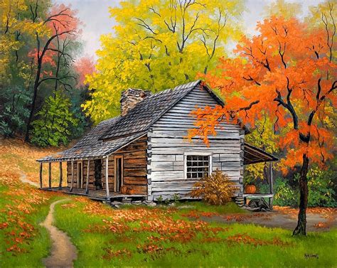 Kyle Wood / Appalachian retreat in autumn | Landscape paintings, Barn ...