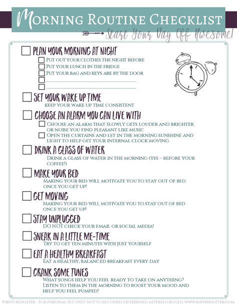 Start the Day Awesome: Morning Routine Checklist (For Adults!) | Busy ...