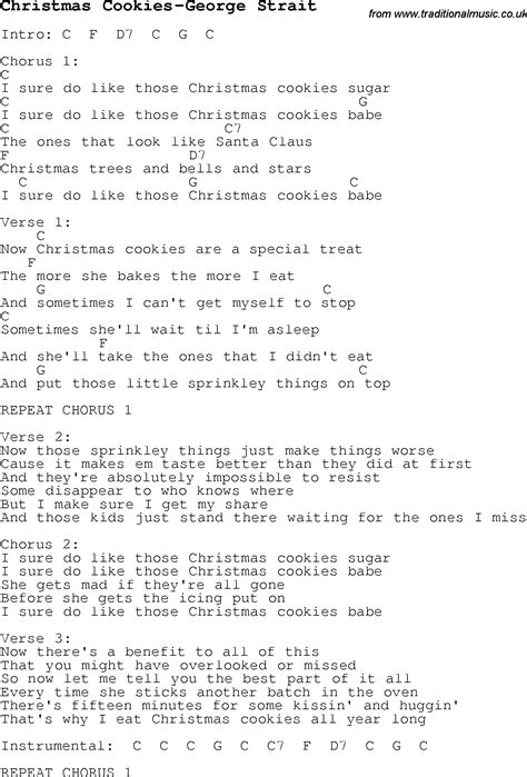 Christmas Carol/Song lyrics with chords for Christmas Cookies-George Strait