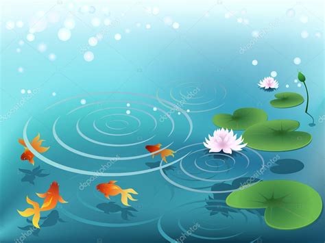 Pond with goldfish — Stock Vector © Valenty #1154072