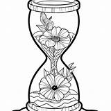 Hourglass Coloring Glass Drawing Hour Clip Sand Picture Pages Time Gif  sketch template
