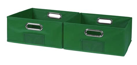 Collapsible Home Storage Set of 2 Foldable Fabric Low Storage Bins- Green - Walmart.com ...