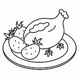 Coloring Page roasted chicken On A Plate With Tomatos  Premium AI sketch template