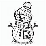 Snowman ⛄ with Scarf And Hat ️🧣🎩 Coloring Page sketch template