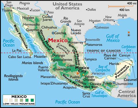 Mexico Map of Cities Geography | Map of Mexico Regional Political Geography Topographic