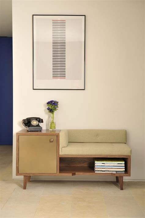 Hallway bench with storage – in mid-century modern design | | Founterior