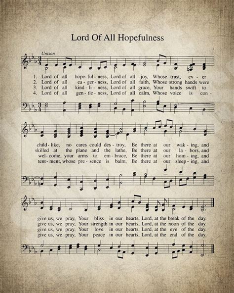 Lord of All Hopefulness Hymn Print Sheet Music Art Hymn