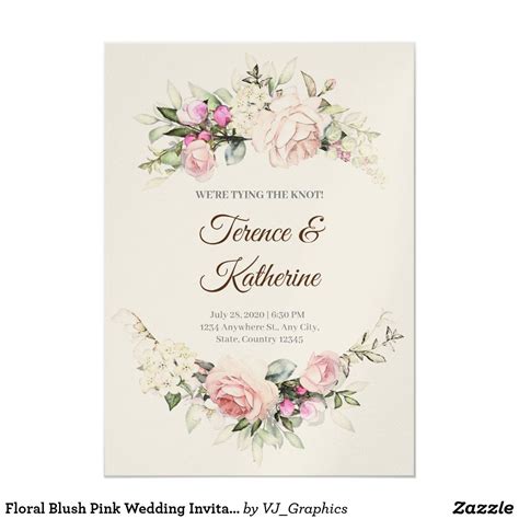 Floral Blush Pink Wedding Invitation Pink Wedding Invitations, Floral Invitation, Wedding ...