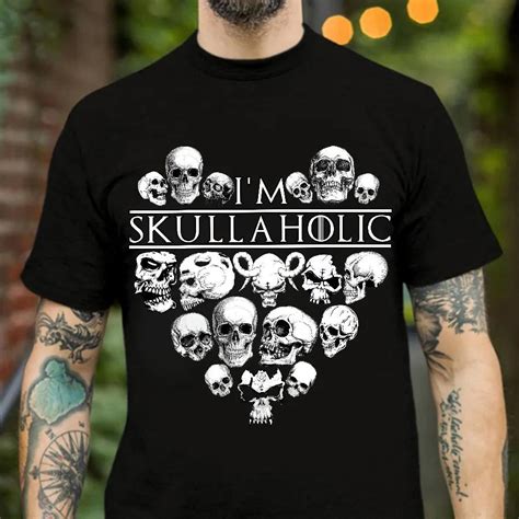 I Am Skullaholic Pattern Skull Shirt Mens - Skull & Viking Graphic Tees ...