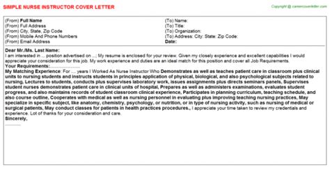 Nursing Instructor Cover Letter Sample