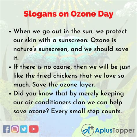 Ozone Day Slogans | Unique and Catchy Ozone Day Slogans in English - A ...