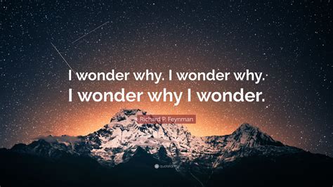 Richard P. Feynman Quote: “I wonder why. I wonder why. I wonder why I wonder.”