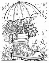 Unleash Your Creativity With This Set Of 50 Unique Flower Rainboot  sketch template