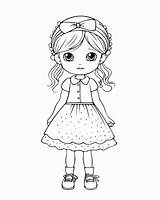 Premium Vector  Adorable little girl coloring Page sketch template