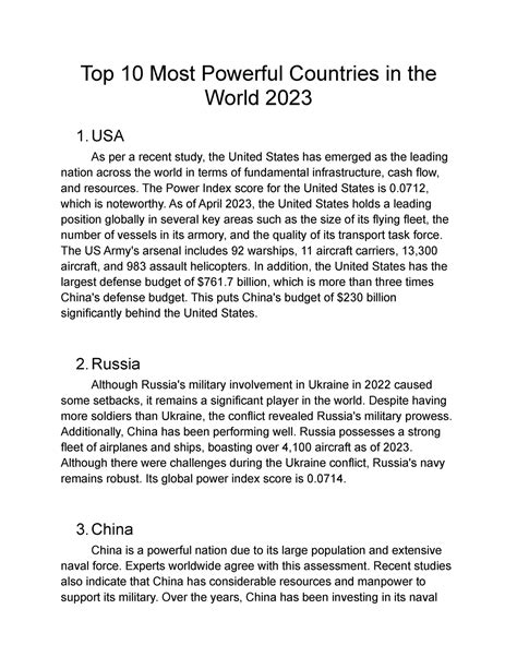 Top 10 Most Powerful Country's in the World 2023 - Top 10 Most Powerful Countries in the World ...