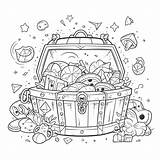 Drawing Treasure Chest Coloring Simple Locked Silhouette Easy Kids  sketch template
