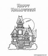 Halloween Haunted House Coloring Page  Free Printable Pages sketch template