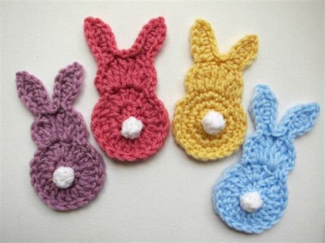 Items similar to 1pc 4,3/4" Crochet BUNNY TAIL Applique on Etsy