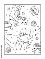 Ice hockey sticks puck And Skates Dot To Game coloring Page  sketch template