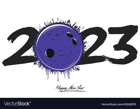 Happy new year 2023 and bowling ball Royalty Free Vector