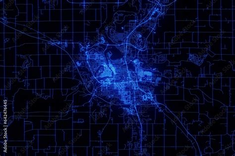 Street map of Eau Claire (Wisconsin, USA) made with blue illumination ...