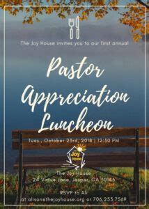 Pastor Appreciation Luncheon Announcement - The Joy House (new)