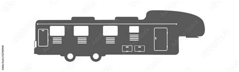 Big trailer silhouette. Camper recreation car, icon logo vector ...