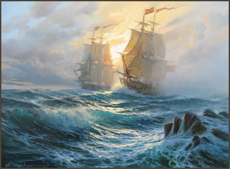 Ship Painting by Alexander Shenderov Ocean Painting Sailboat Oil Painting Original Canvas ...