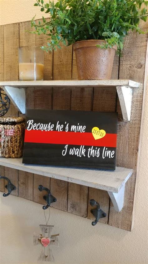 THIN RED LINE Because he's mine Quote | Etsy