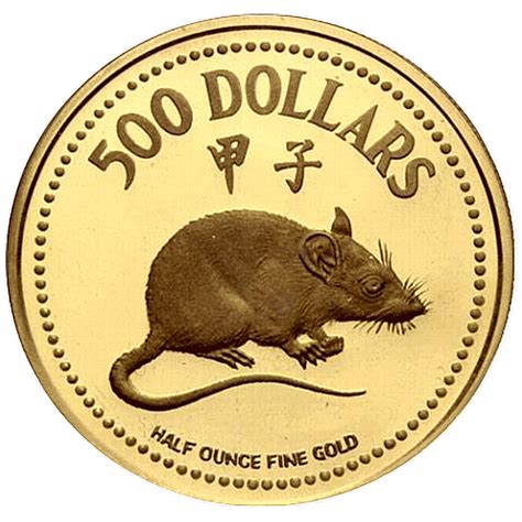 Singapore Year of the Rat Gold Proof Coin 1984 - 1/2 oz