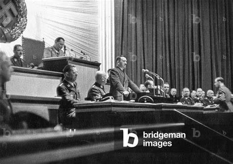 Adolf Hitler in the Reichstag, 1942 (b/w photo)