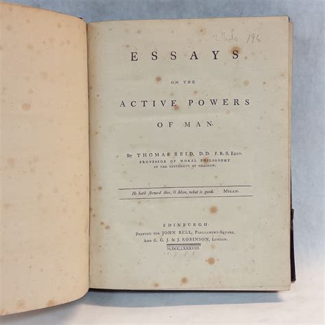 Thomas Reid, 'Essays on the Active Powers of Man' Two Volume Set