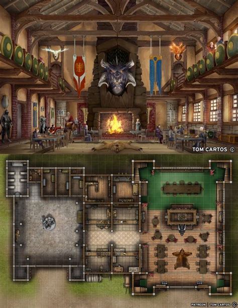 [OC] [Art] Adventurers Guild Interior Scene and Battlemap [34x44] in ...