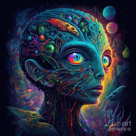 A psychedelic alien with a multitude of thoughts Digital Art by Somsong ...