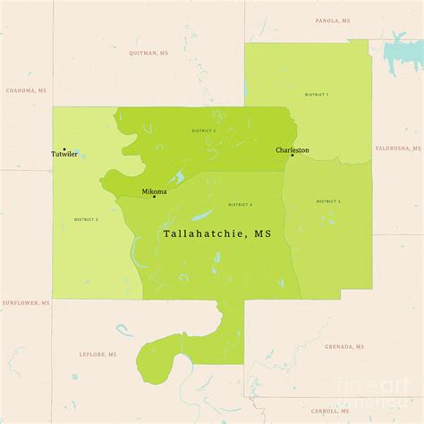 MS Tallahatchie County Vector Map Green Digital Art by Frank Ramspott ...