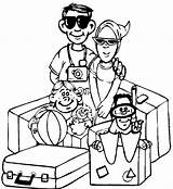 Summer vacation Coloring Page This Family Has Their Bags Packed  sketch template