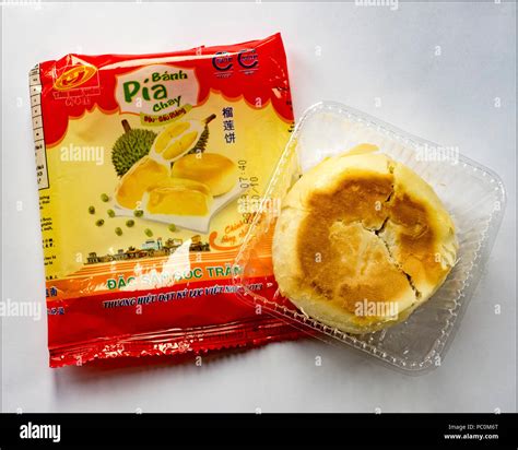 Vietnam, Durian fruit cake in blister with packaging Stock Photo - Alamy